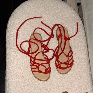 Topshop Red Strappy Sandals Elegant Design